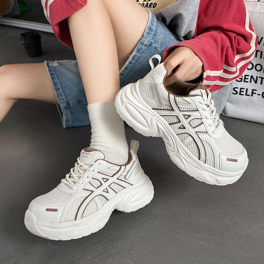 Autumn mesh soft-soled dad shoes for women show small feet, new shoes, thick-soled heightened small casual women's shoes