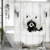 Funny Raccoon In Bathtub Shower Curtain With Cocktail And Towel Hat Humorous Animal Bath Decor Waterproof Fabric Art Print