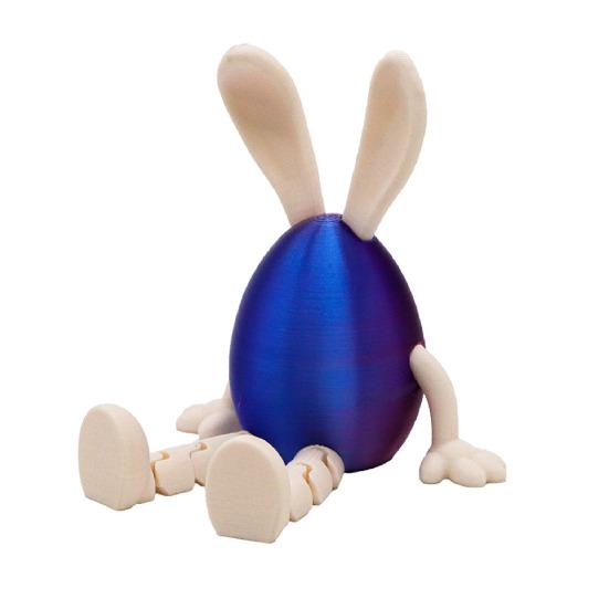Easter Egg Figurine with Articulated Legs 3D Printed Movable Joints Rabbit Ear Egg Fidget Toy Holiday Party Decoration Ornament