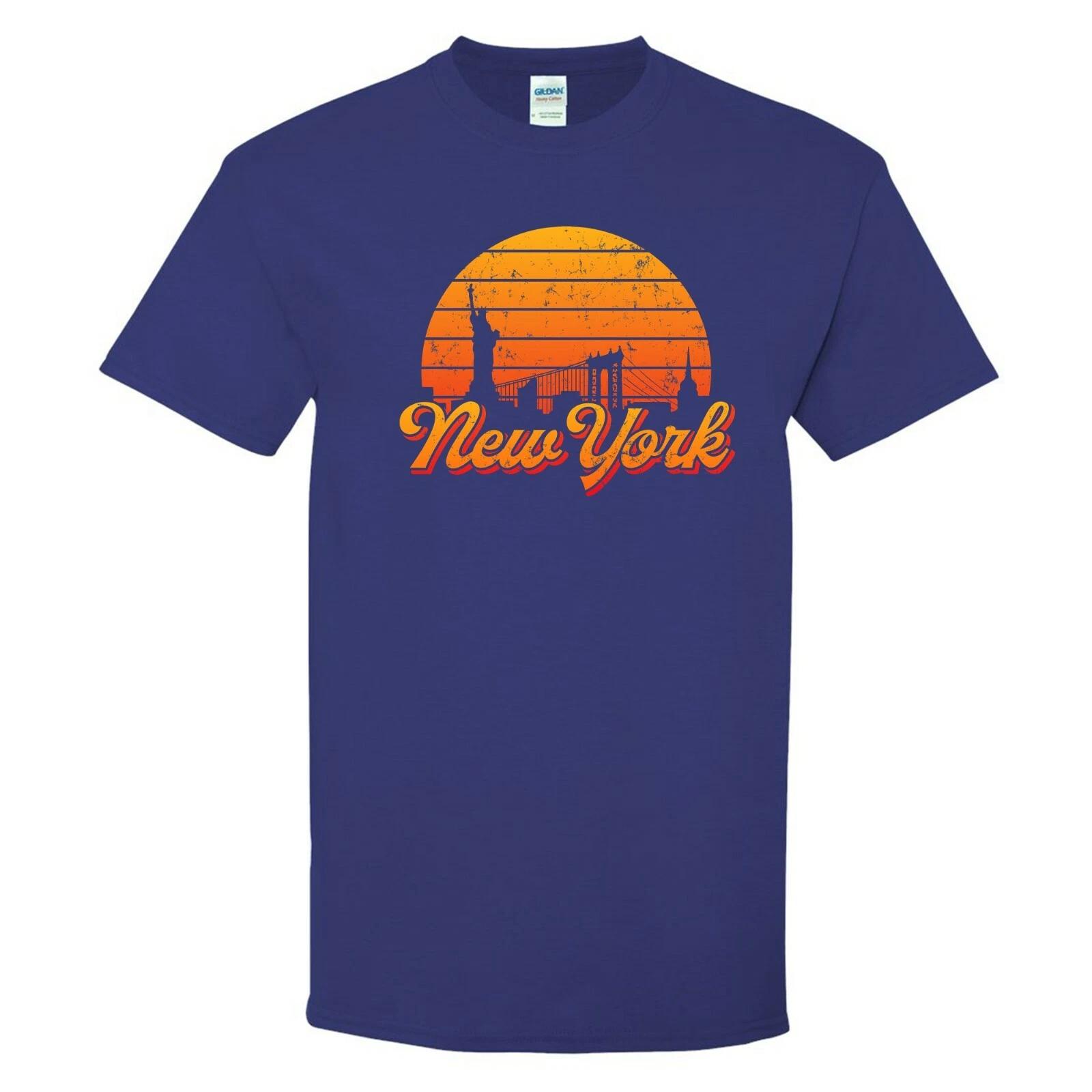 Нью-Йорк NY Ретро Городской Пейзаж Закат - Гордость Родного Штата Летняя Футболка S