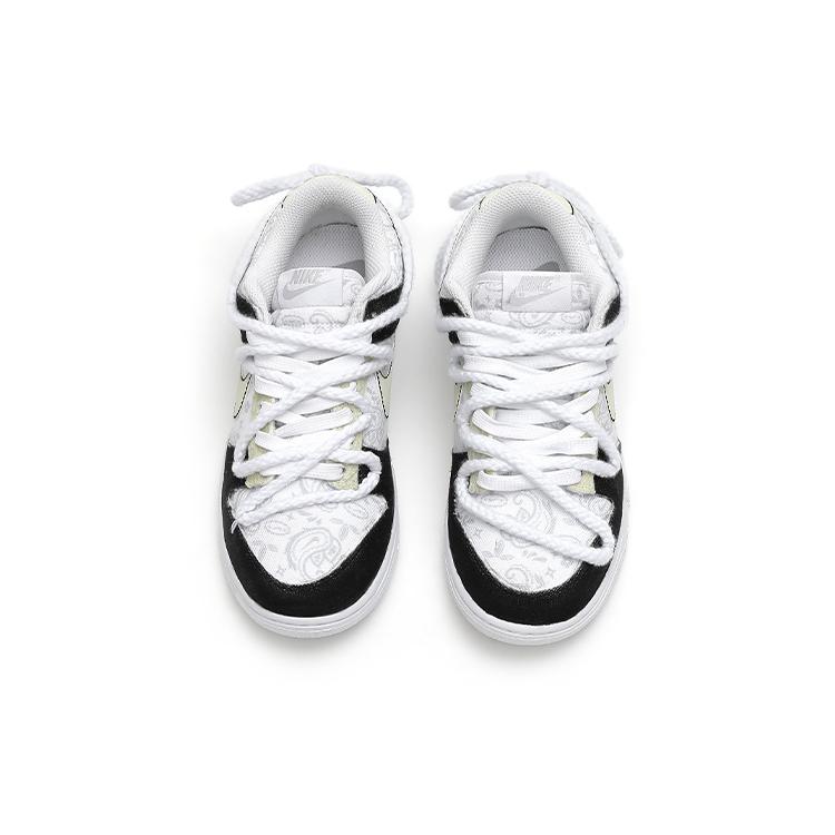 Nike Dunk Low White Paisley Low Top Skateboard Shoes Women's Black White Beige DJ9955-100(Team33-)