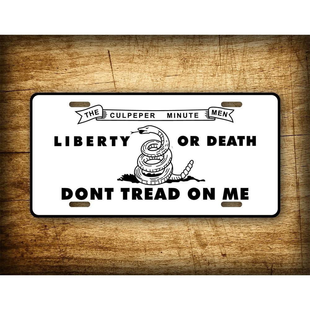 Custom Don't Tread On Me Flag License Plate Patriotic Liberty Motto Car Decor