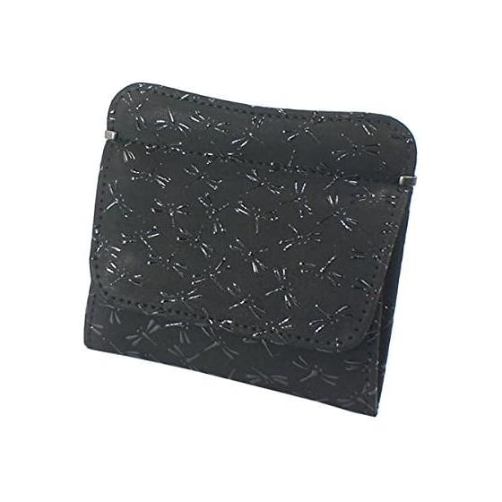 Inden-ya Inden Coin Purse Deer Leather Black X Black Lacquer Dragonfly Pattern 1208-01-008