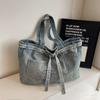 Vintage Shoulder Bag Women's Denim Tote Bag Large Capacity Student Class Bag
