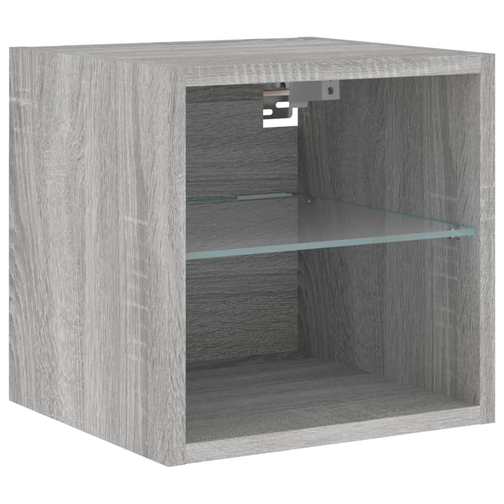 Wall Mounted TV Cabinet with LED Lights Grey Sonoma 30 x 28.5 x 30 cm