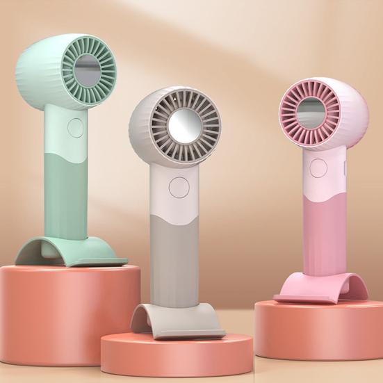 Handheld Fan Wind-Concentrating Turbine Blade Design Adjustable 3-Speed Cooling Fan Portable Lightweight Desktop Fan with Phone Stand Base