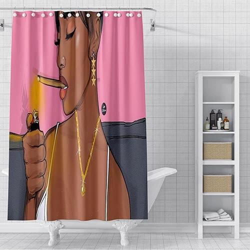 Cartoon 3D moda czarna dziewczyna afroamerykanin kobieta zasłona prysznicowa seksowna nowoczesna elegancka kobieca akcesoria domowe