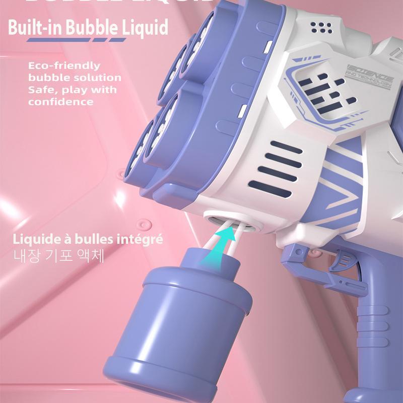 N-Delikli Roket Elektrikli Işıklı Baloncuk Tabancası Çocuklar İçin Otomatik Baloncuk Makinesi Üfleyici Sabun Köpükleri Çocuklar Açık Hava Oyuncak Parti İçin