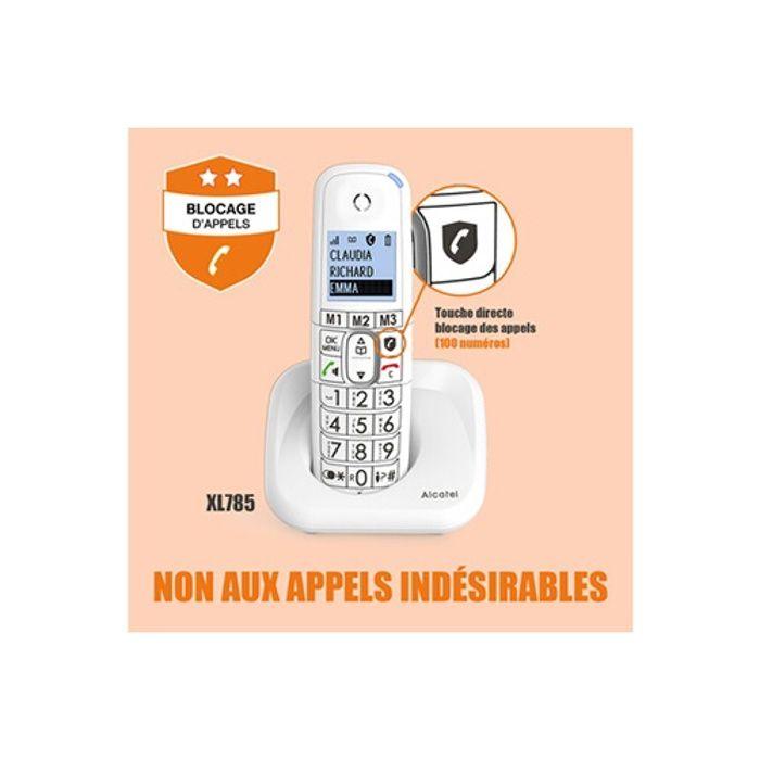 Téléphone sans fil - alcatel - dect xl785 - grand écran - 10 tonalités - 100 contacts