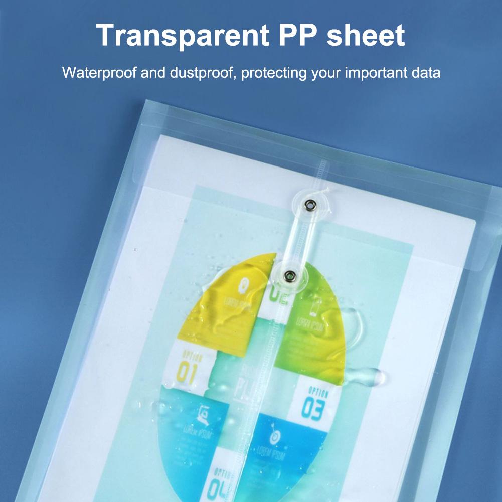 20pcs A4 Clear Plastic File Folder,Envelopes With Cord Buckle,Plastic Document Organiser Bags,For Documents Storage