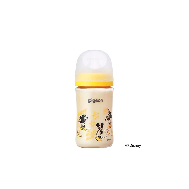 PIGEON Pigeon Breastfeeding Feel Baby Bottle 240ml (for babies 3 months and up) High-quality plastic, Disney design, also used in medical