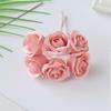 6Pcs Artificial Silk Rose Bundle For Christmas Wedding Bridal Bouquet Decoration Home Ornamental Flowerpot Accessory Fake Flower