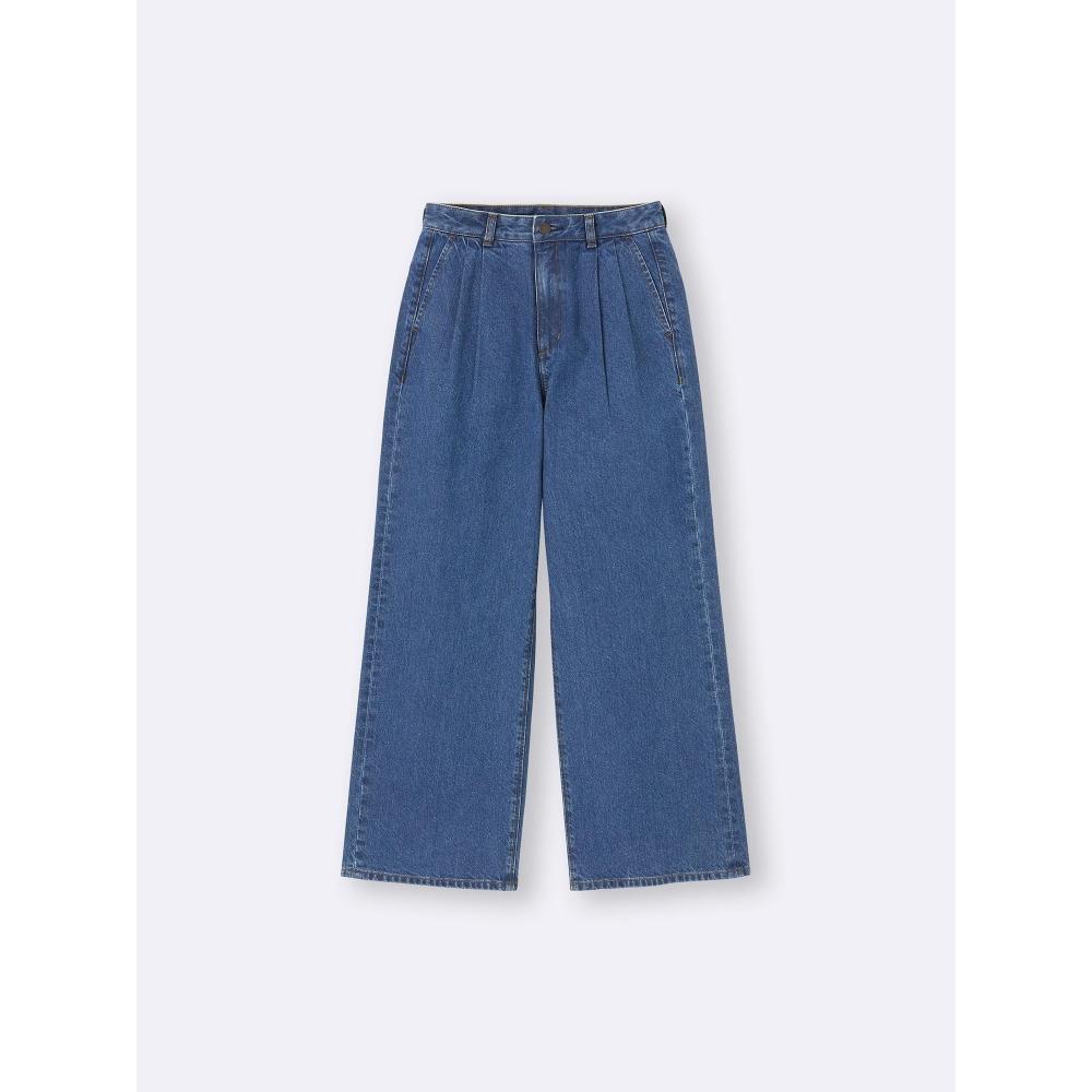 Gu By Uniqlo Denim Tuck Trousers  Standard Length 70.0 To 74.0 Cm 