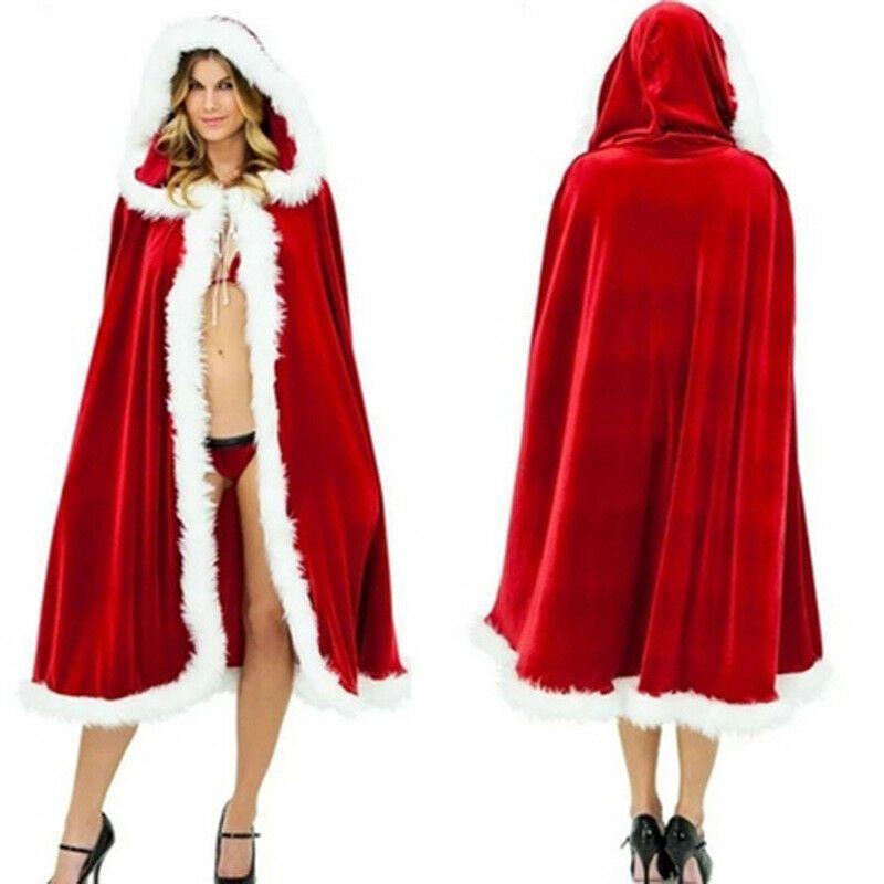 Christmas Adult Xmas Ladies Mrs Santa Claus Fancy Dress Costume Cloak Cape