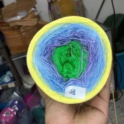 300g/pcs Colorful Pure Cotton Cake Gradient Cotton Rainbow DIY Scarf Shawl Skirt Wool Yarn Crochet
