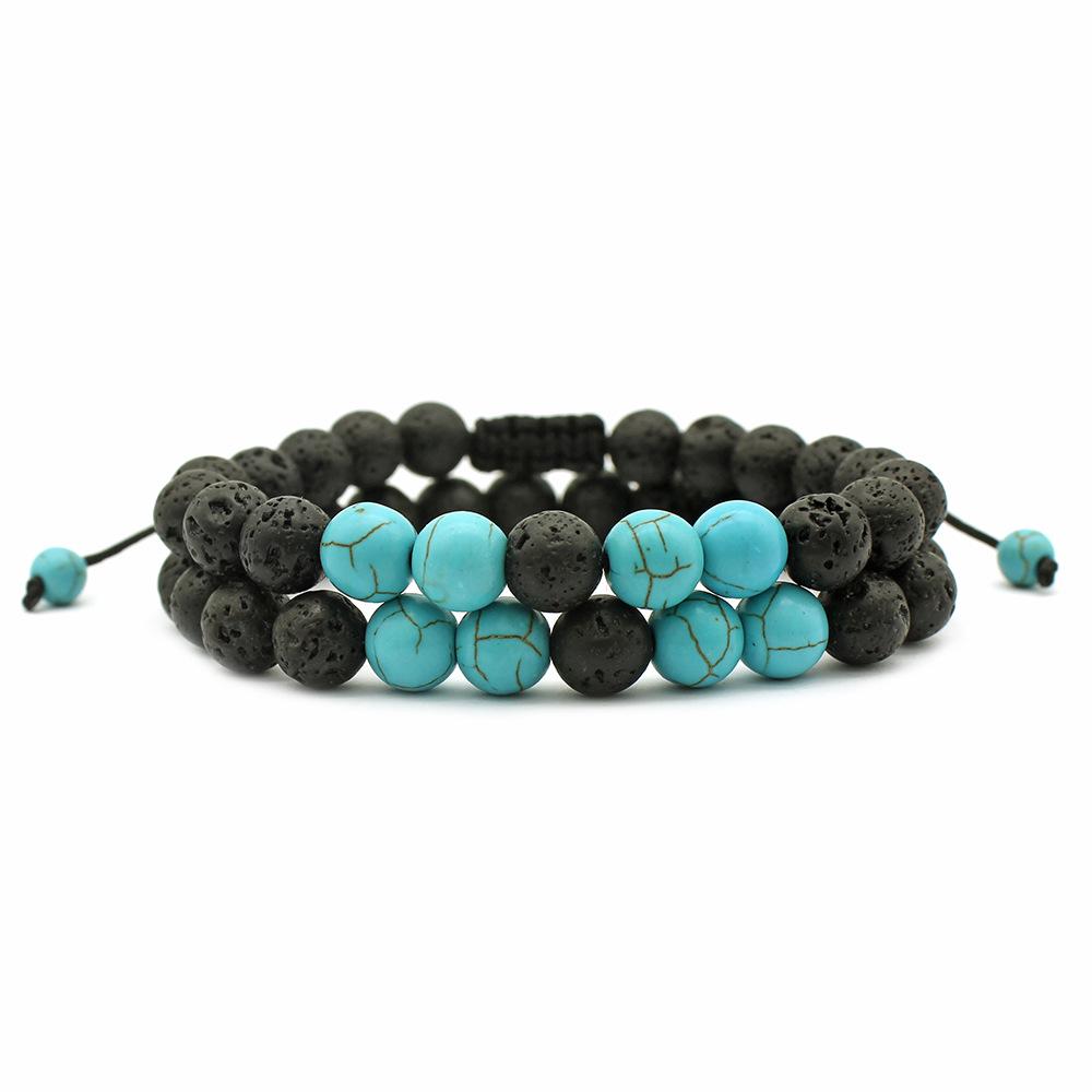 New Style Turquoise  Volcanic Rock Couple Bracelet Electroplated