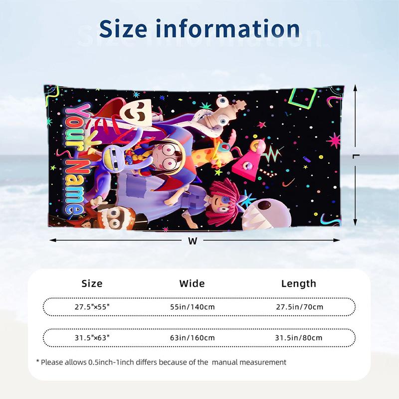 The Amazing Digital Circus Beach Towel, Personalized Custom Text, Quick Dry Soft Large Towel For Swimming Pool Travel