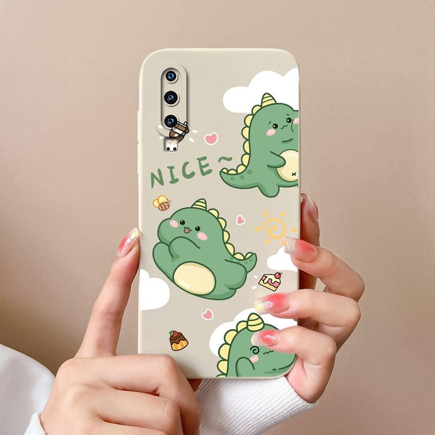 Covers Cases For Huawei P40 P30 P60 Y6 Y7 Y9 Y9A Y5 Cute Dinosaur Baby Silicone Soft Casing Screen Protector Anti Fall Shell For Huawei Bumper Housing