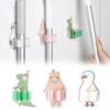 Wall Mounted Cartoon Broom Hanger Punch-free Mop Broom Storage Hook Mop Holder Clip  for Home