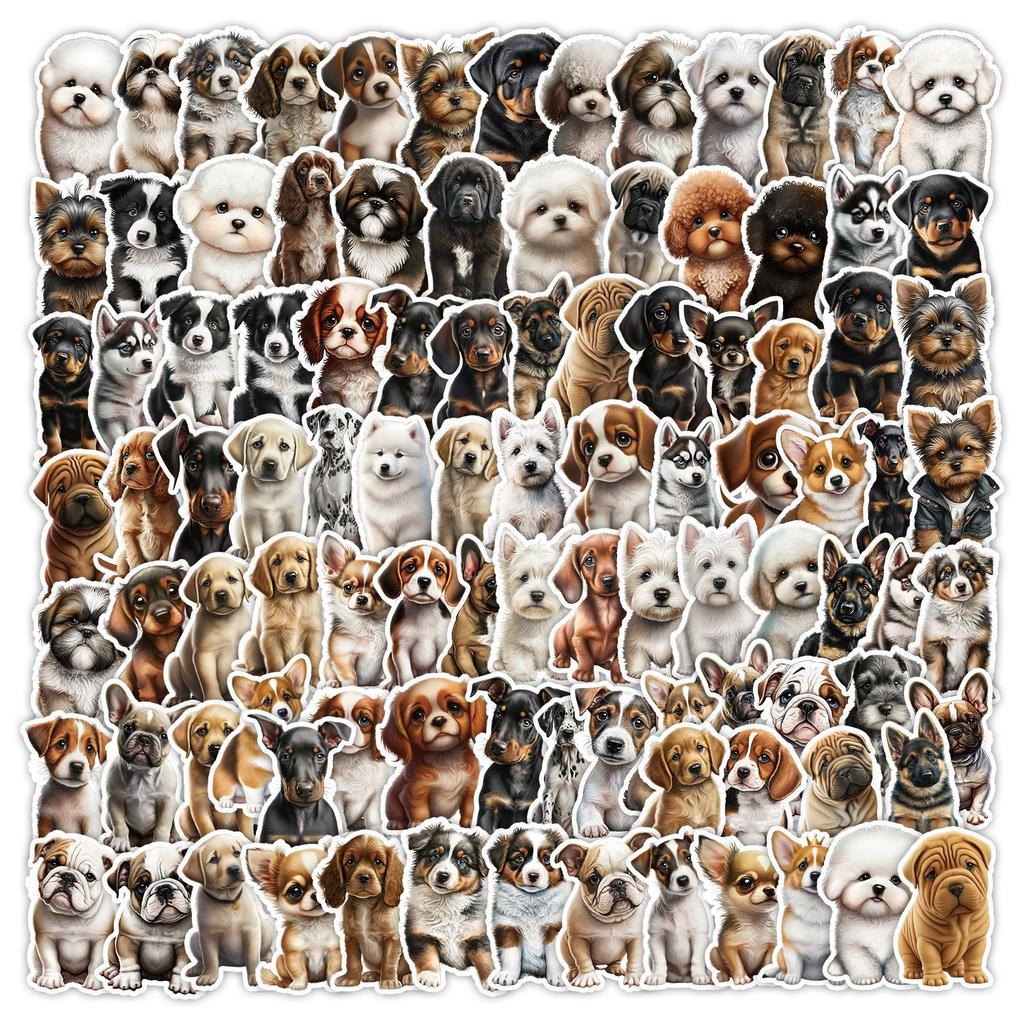 100 Cute Little Dog Graffiti Stickers Suitcase Mobile Phone Skateboard Decoration Stickers Waterproof Creative Hand Note Stickers