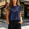 Damen Casual Lockerer Schnitt Leichtes Oberteil Rundhalsausschnitt Einzelne Tasche Ärmellose Bluse Bequeme Alltagskleidung
