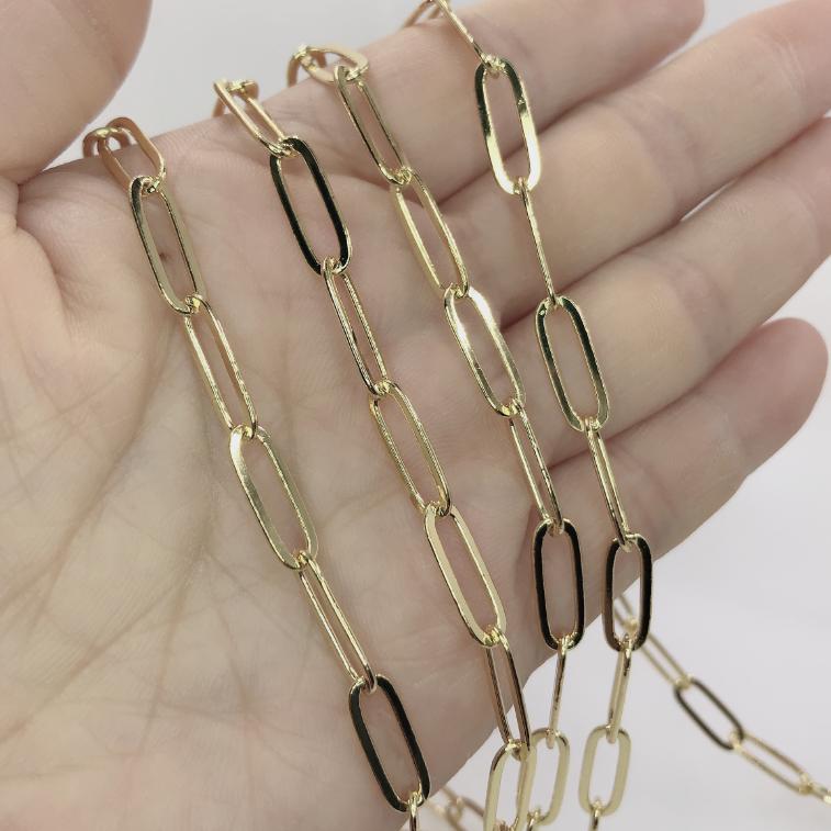 High Quality Copper 24k Gold Plated Chain Roll Brass Chain for Jewelry Making