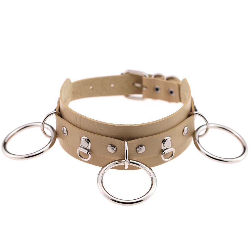 Wild O-Ring Leather Choker, Punk PU Circular Ring Clavicle Necklace for Nightclub