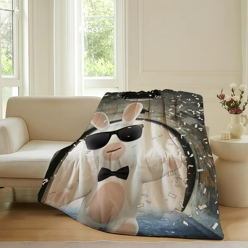 Cartoon R Raving Cute R Rabbids Blanket For Sofa Office Bed Plane Travel Sleep Read Relax Camping Soft And Warm