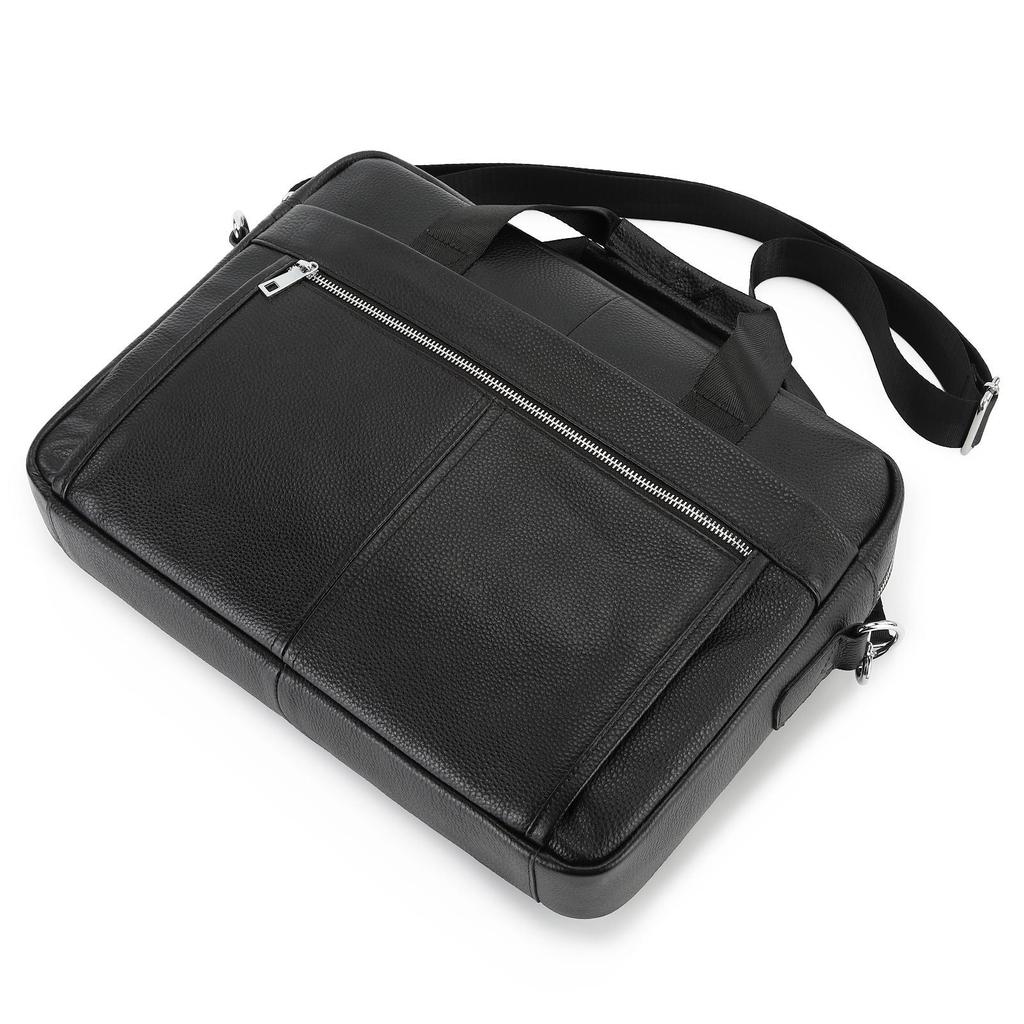 Men's Genuine Leather 15" Laptop Briefcase & Crossbody Shoulder Bag