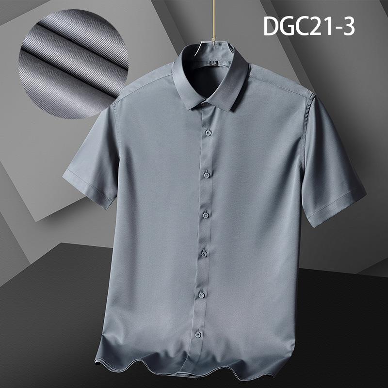 Men Short Sleeve Slim Fit Wrinkle Resistant Business Casual Summer Shirt
