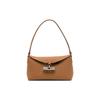 Le Roseau Solid Color Bamboo Button Flap Grain Leather Shoulder Crossbody Handbag Small Women Handbag Camel-Brown 10230HPN