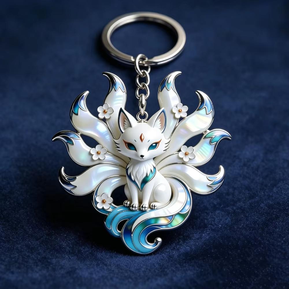 Exquisites Emaille Neunschwänziger Fuchs Halskette Für Damen Trendiger Cartoon Tier Anhänger Modeschmuck Geschenke Für Freunde Familie