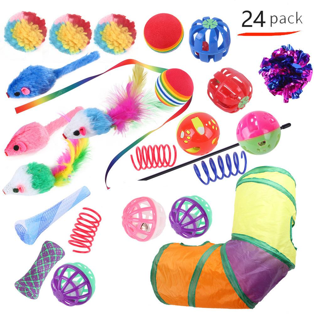 Pet Cat Toy Set 21 Pieces Cat Channel Teaser Cat Stick Plush Mouse Combination Toy