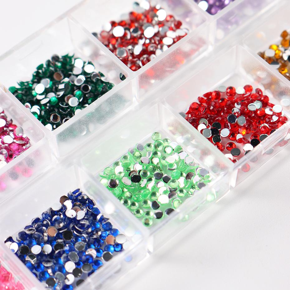 Xiaomi 12 Colors Mini Crystal Nail Art Rhinestones 2mm Flatback Colorful Gemstones Versatile Decorations for Nails Jewelry Accessories