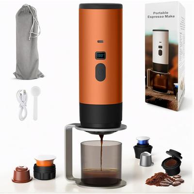Cafetière Portative 3 en 1 pour le Voyage, Mini Machine à Espresso Nomade, Auto-chauffante Compatible avec le Café Moulu pour Voiture, Randonnée, Camping, Bureau