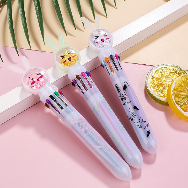 1Pc Colors Korean Ins Cute Butterfly Ballpoint Pen Student Stationery Sequins Rollerball Pen Multi-functional Office Pen Gift Back To School Season