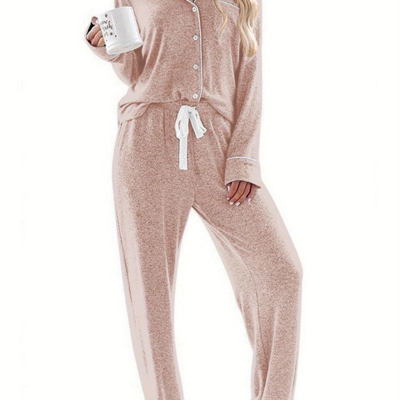 Women's Long-Sleeve Pajama Shirt - Casual Button-Down