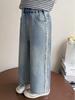 Girls' Rhinestone Lace Denim Pants - Spring/Autumn 2026: Stylish Wide-Leg Fashion for Little Girls