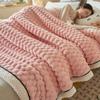 Nordic Double-Layer Thick Coral Fleece Blanket Keep Warm and Super Soft Sofa Nap Cover Queen King Quilt with Velvet for Winter