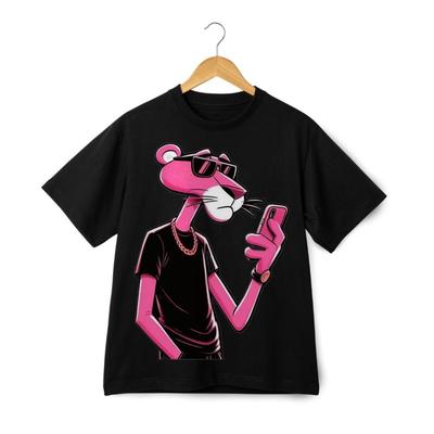 Pink Panther Bril en Telefoon T-shirt - Cool Streetwear Cartoon Grafisch T-shirt
