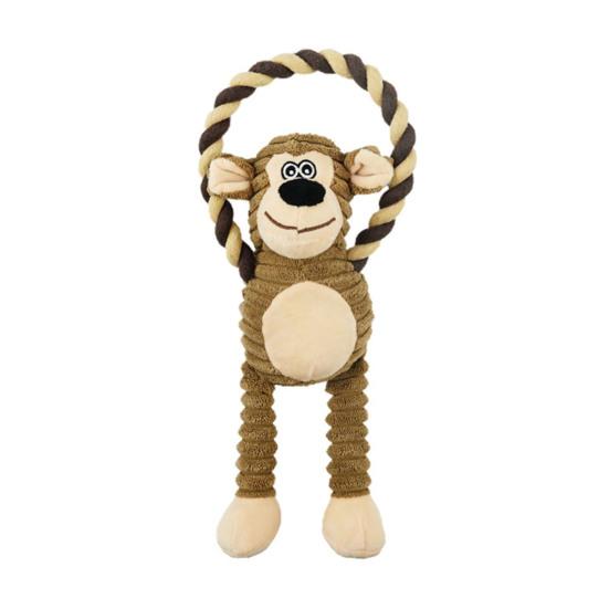 Squeaky Dog Toy Cotton Rope Dog Toy with Built-In Sound Generator Durable Plush Chew Toy for Small Large Dogs Teeth Cleaning Boredom Relief Pet Toys