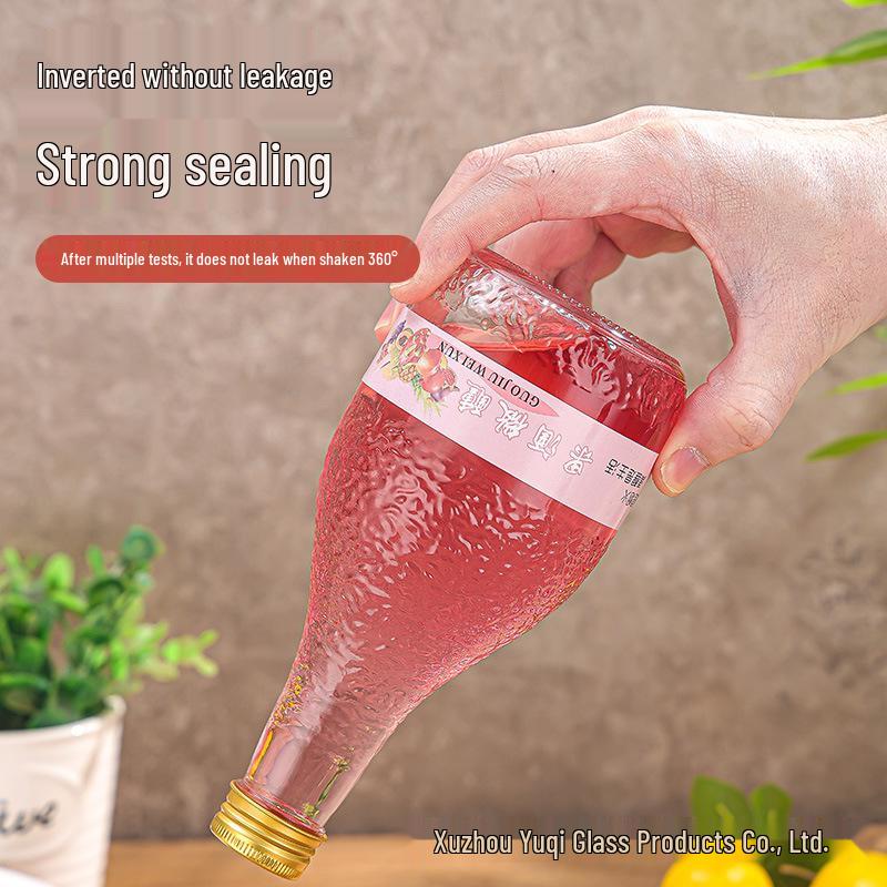 In-Stock Orange Peel Texture Wine Glass Bottle for Home Brewing - Small Sealed Bottle for Fruit, Plum, Red Wine.