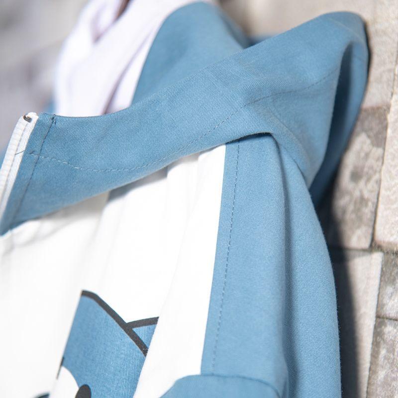 Spring Women Hooded Cute Shark Print Japanese Style Patchwork Teen Hoodies Jacket Fashion Harajuku Women Sweatshirt