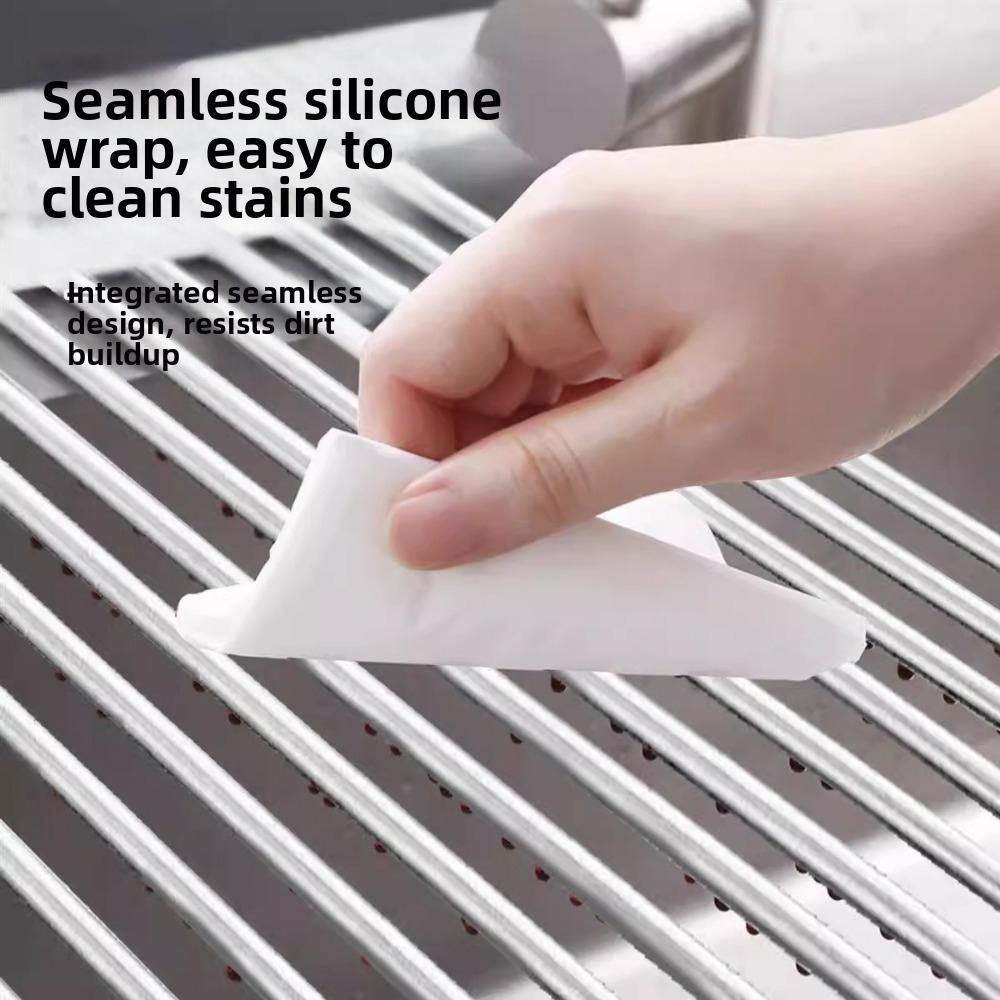 Rustproof Dish Drainer Space Saving Roll Up Dish Rack Kitchen Accessory Drain Pad  Over Sink