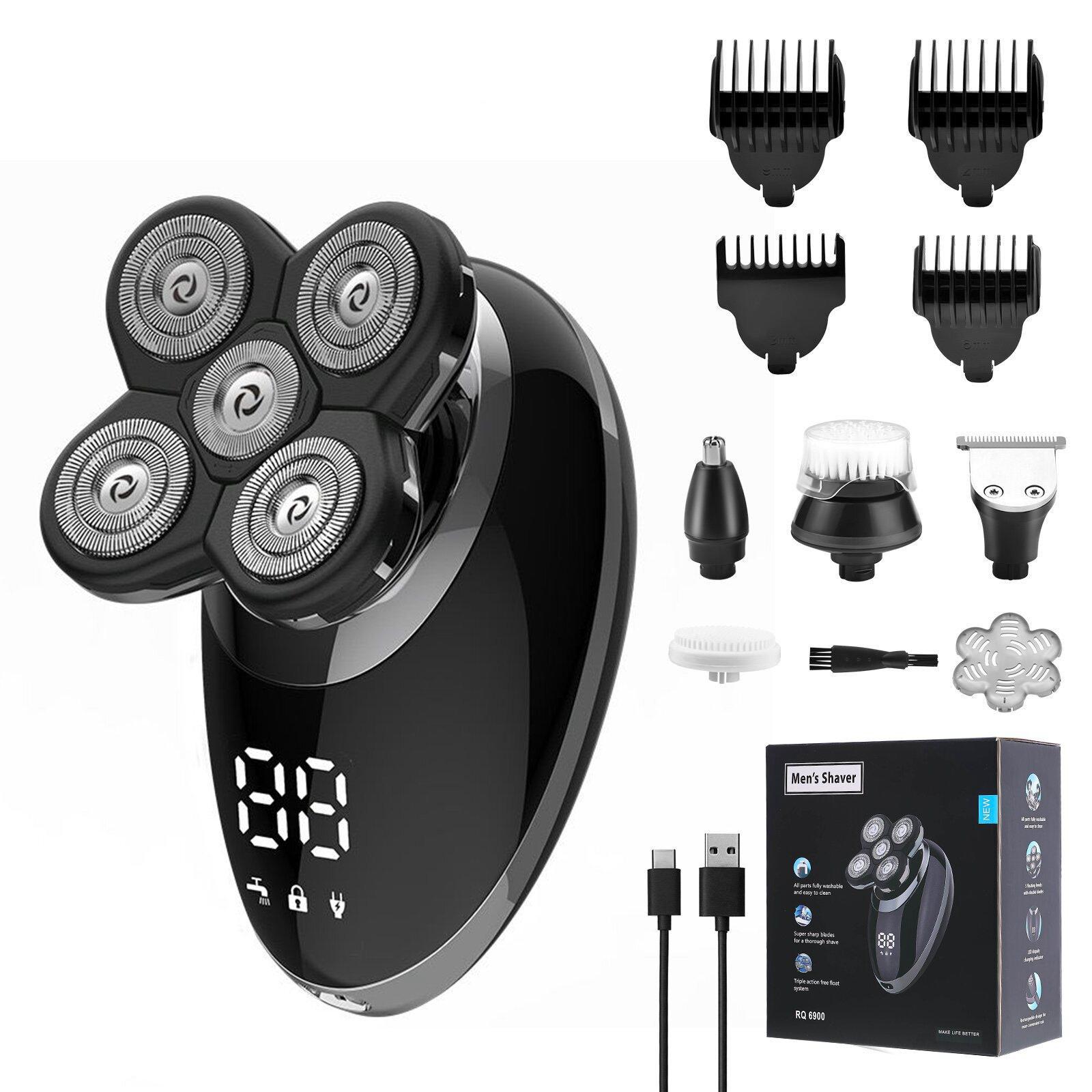 

[11-в-1] Многофункциональная электрическая бритва для мужчин, для бритья головы налысо, для носа, триммер для бороды, светодиодный дисплей, машинка для стрижки волос, щетка для очищения лица серебряный