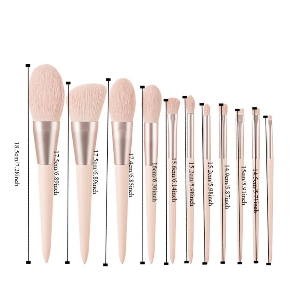 11pcs With Storage Bag Pink Makeup Brushes Set Soft-bristled Brush Foundation Brush Women