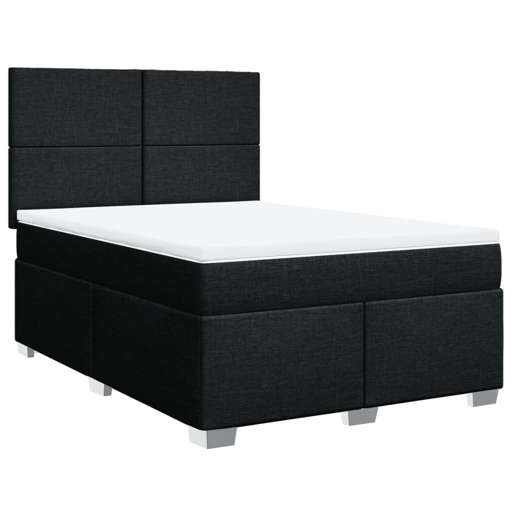 Vidaxl Continental Bed with Mattress, Black, Fabric, 140X190 Cm