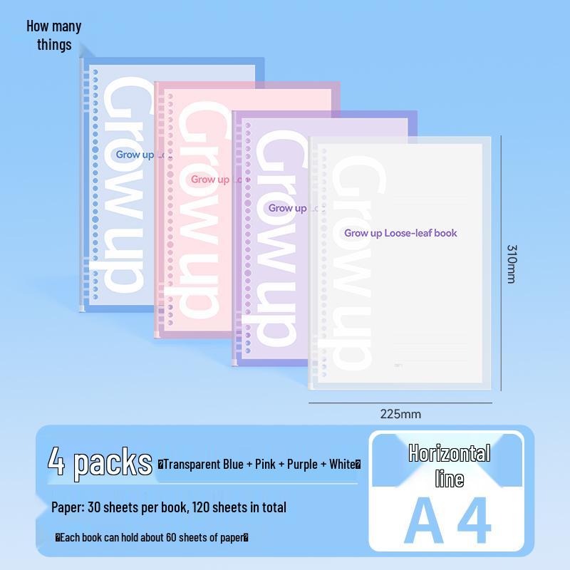 Comfortable Colorful Loose-Leaf Binder: B5/A4/A5, Detachable & Replaceable Pages, Ideal for College Students Studying for Exams