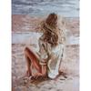 5D DIY Diamond Painting Seaside Girl Full Drill Round Diamond Embroidery Portrait Cross Stitch Mosaic Home Decor