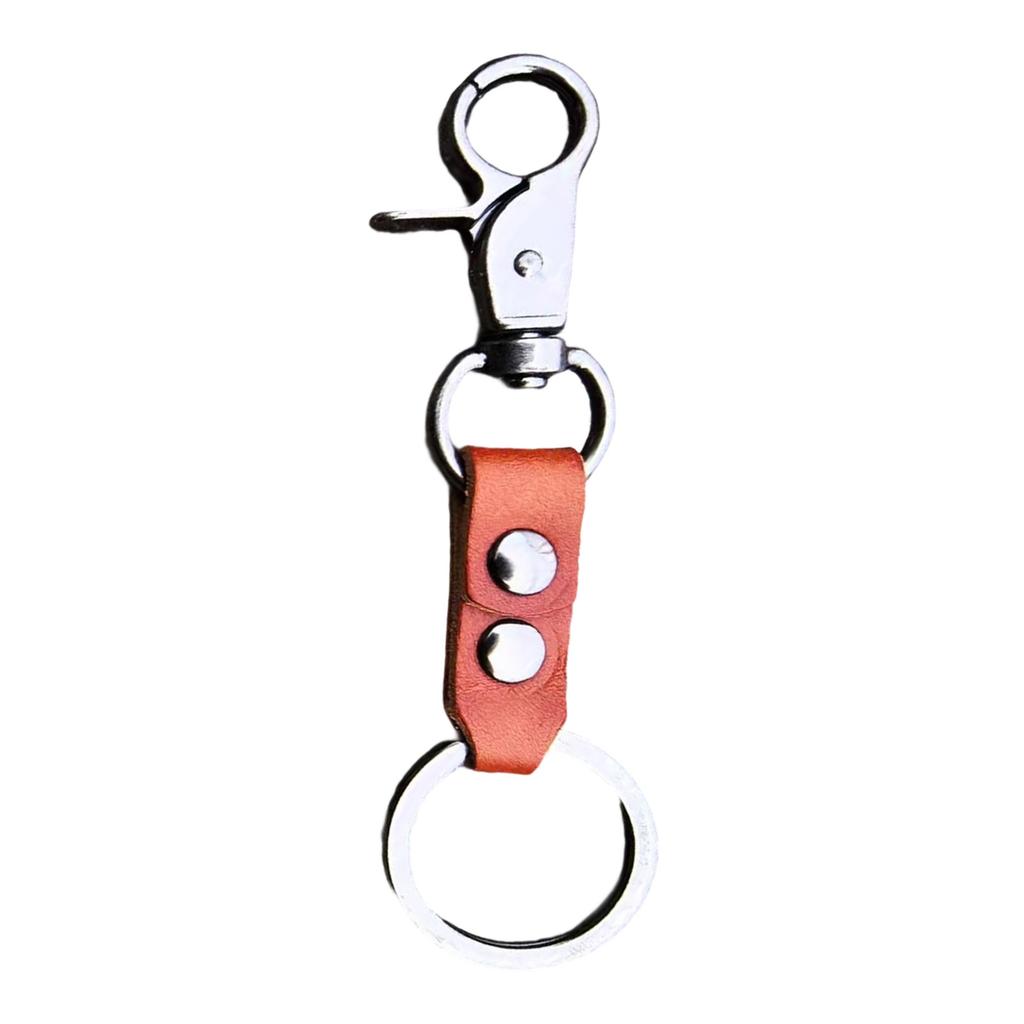 Vintage Style Men Leather Keychain With Secure Metal Clasp Durable Key Ring Functional Key Holder For Everyday Carry